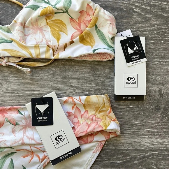 Rip Curl La Bonita Reversible Crop & Hi Waist Cheeky Bottom, bone - Picture 15 of 15